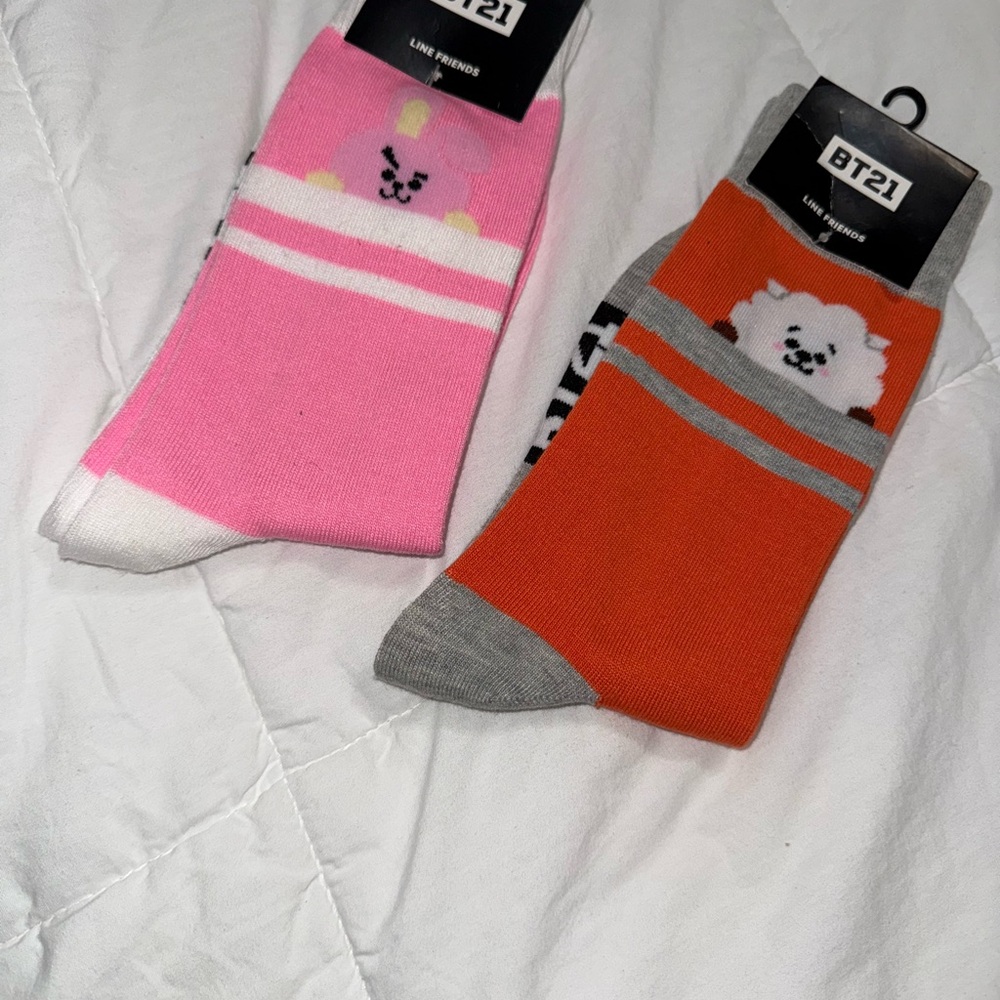 Women's Colorful Socks Set - Pink and Orange